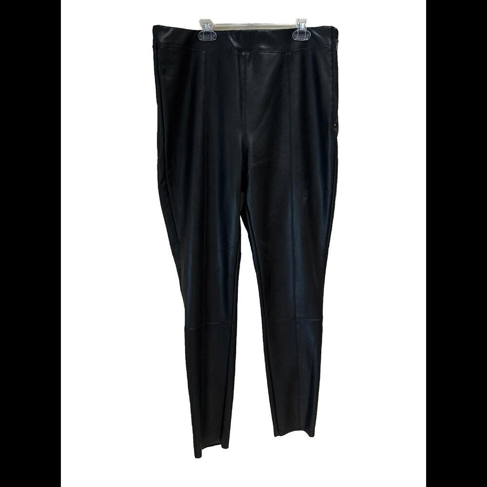 👖🖤Women's Topshop Faux Leather US Sz 12 Side Zip Elastic Waist NWOT